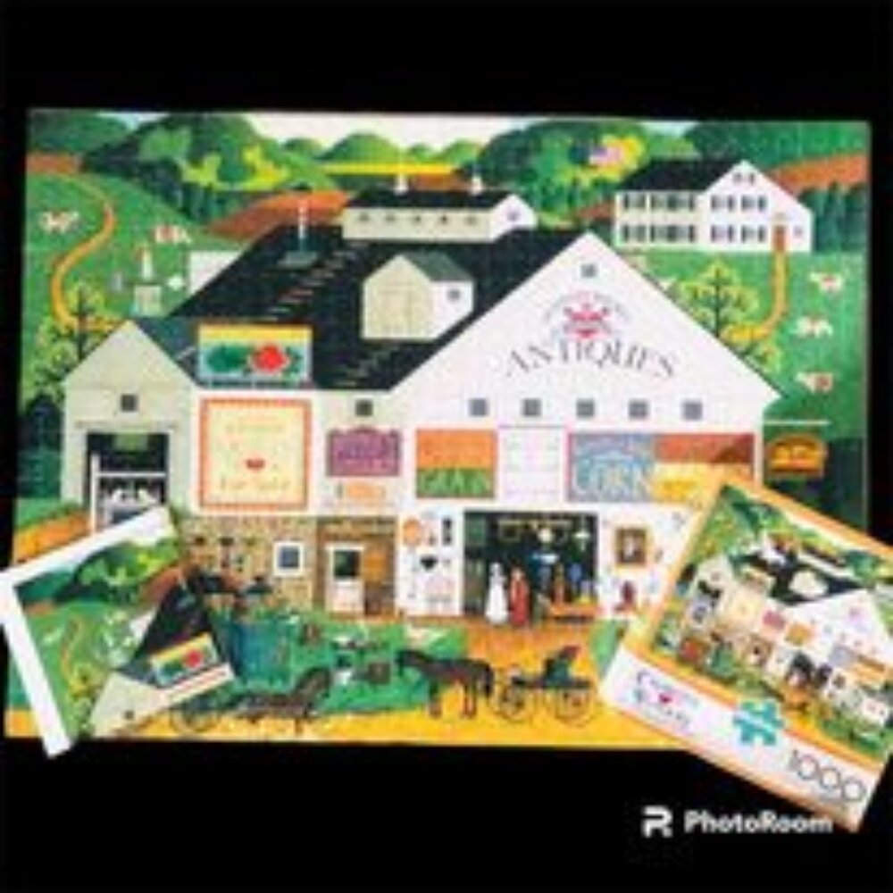 COMPLETE Charles Wysocki Americana Peppercricket Farms 1000 Pc Puzzle Cottage